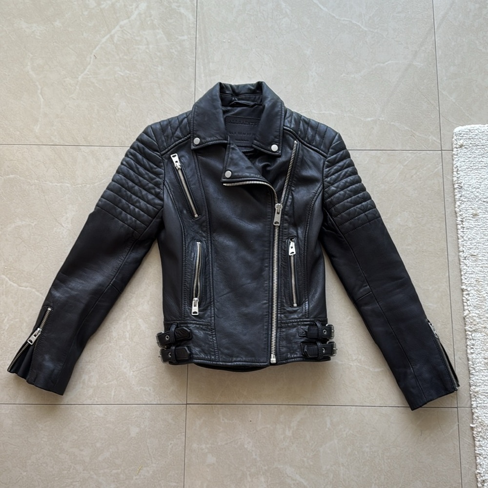 All Saints black biker jacket size 00 - Picture 5 of 14